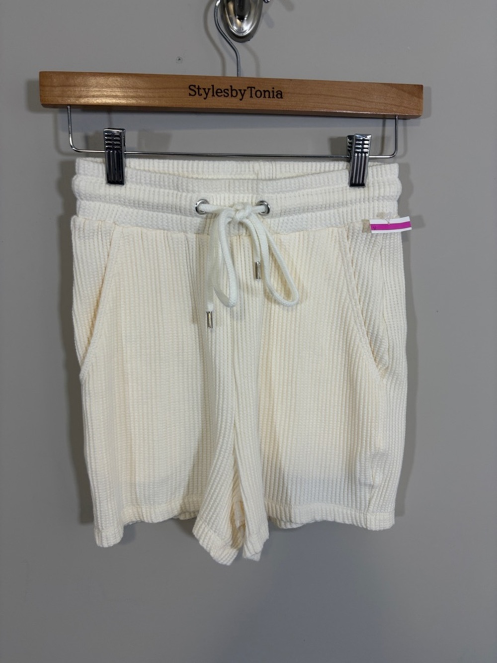 THE RANGE Waffle knit cotton blend shorts Ecru Cream Sz XS NEW - Picture 4 of 12